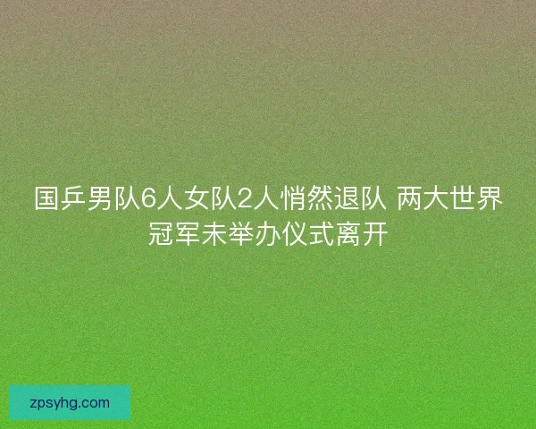 国乒男队6人女队2人悄然退队 两大世界冠军未举办仪式离开