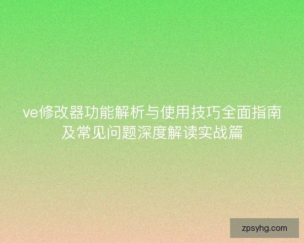 ve修改器功能解析与使用技巧全面指南及常见问题深度解读实战篇